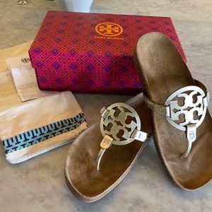 Tory Burch Miller Cloud Sandals Sz 10, Spark Gold
